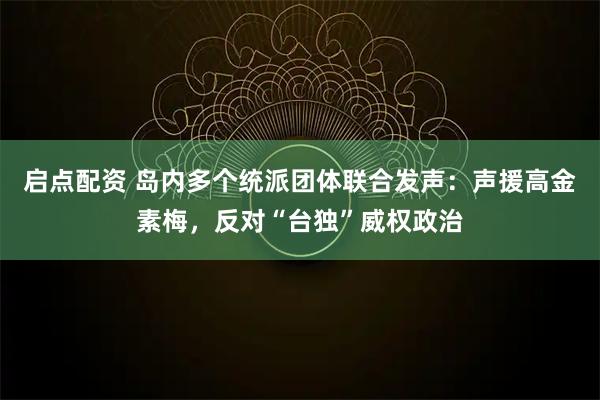 启点配资 岛内多个统派团体联合发声：声援高金素梅，反对“台独”威权政治